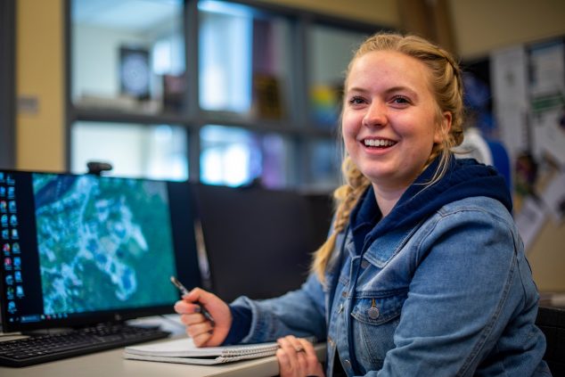 Student at computer