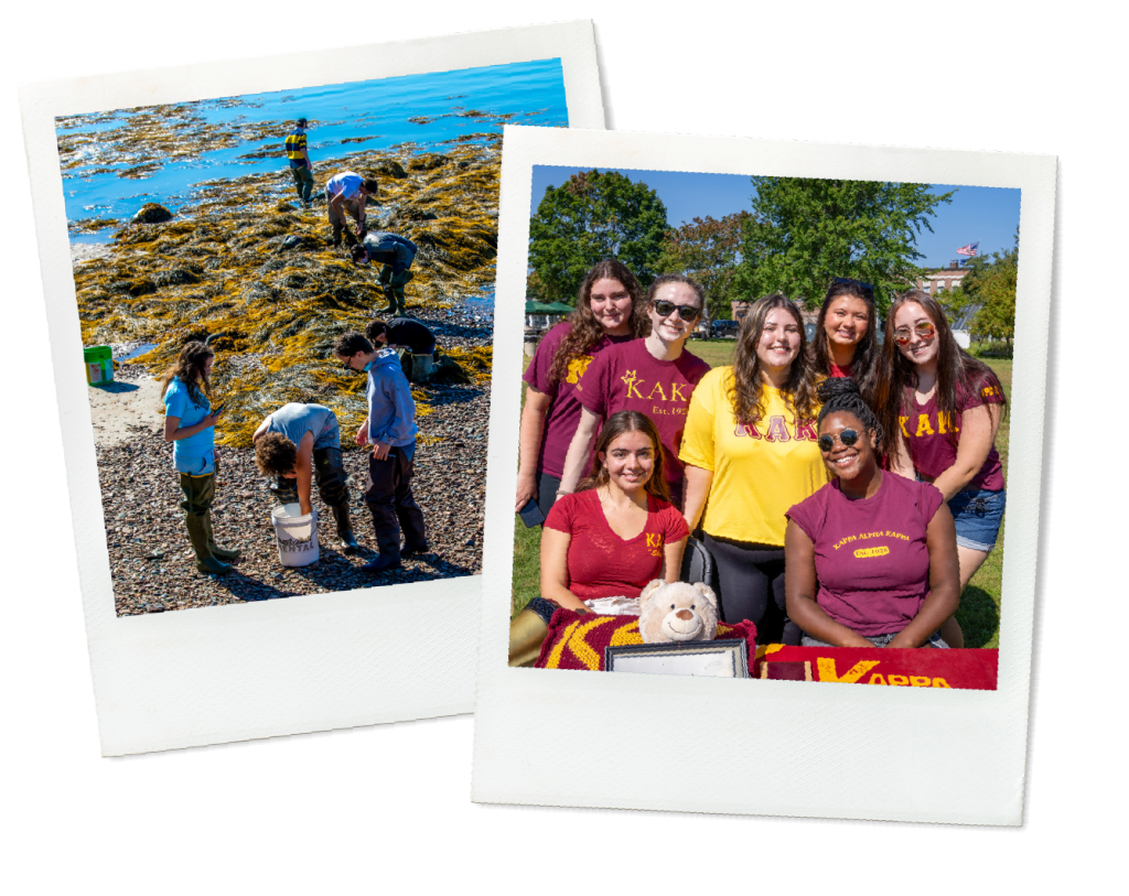 Polaroid grouping of UMaine Machias students 