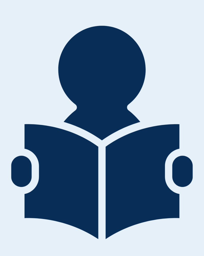 Icon of a person reading a book