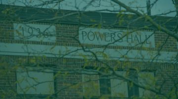 Words engraved in side of a building: 1936 Powers Hall