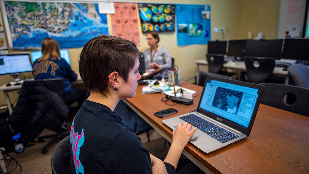 Student at computer