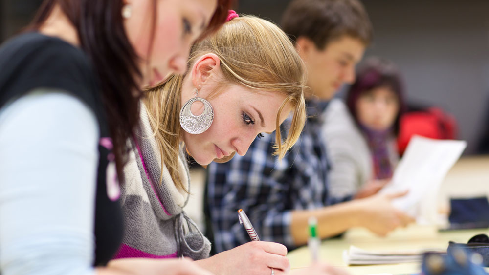 A student in a classroom