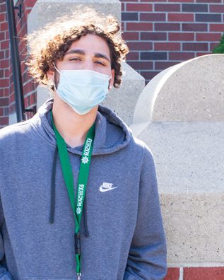 A student wearing a face mask