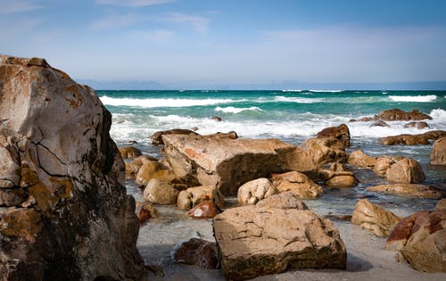 Coastal view from a rocky shore