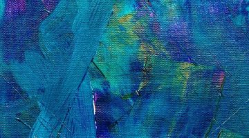 abstract painting in blues and greens