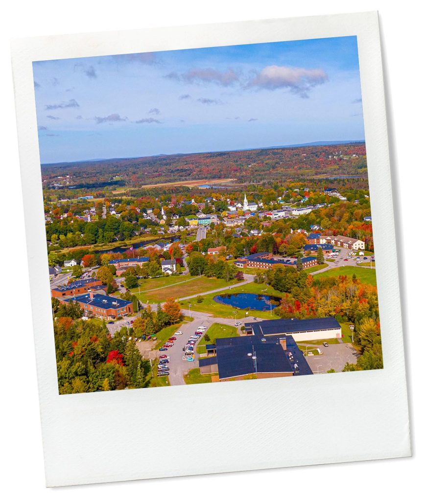 Polaroid of UMaine Machias campus overview